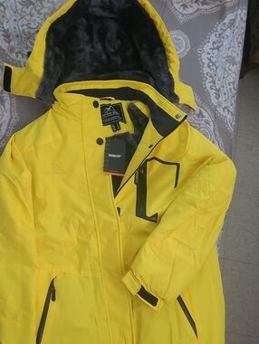 Yellow Women's Ski Jacket with Hood